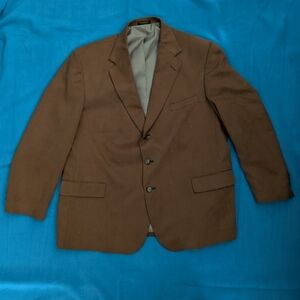 Vintage Norm Thompson Men's Lined Brown Blazer Size 48R Pockets Original Buttons